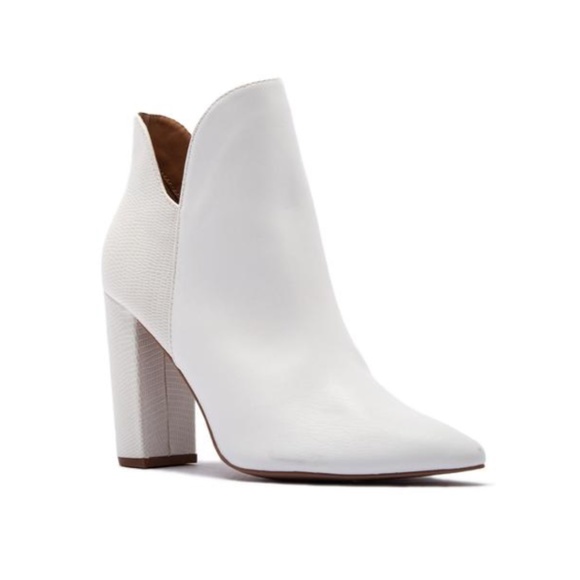 White Ankle Booties With Embossed Detailing - Picture 6 of 8